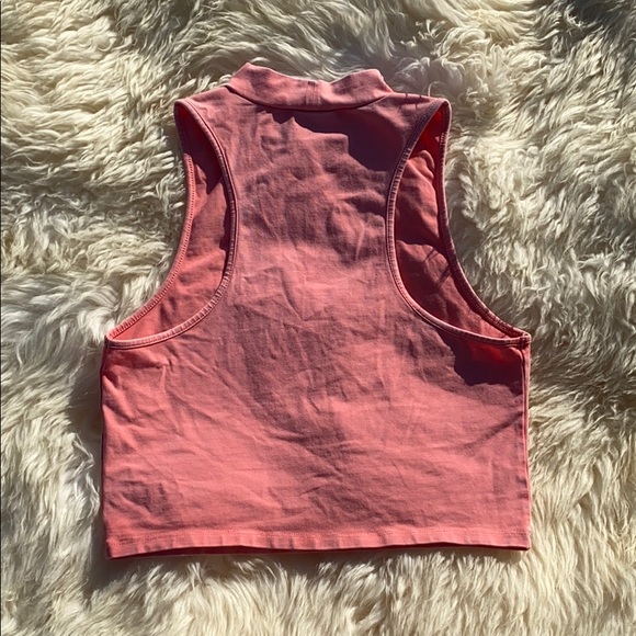 Salmon High Neck Cropped Tank Top - Picture 4 of 5